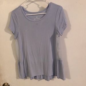 blue short sleeve shirt